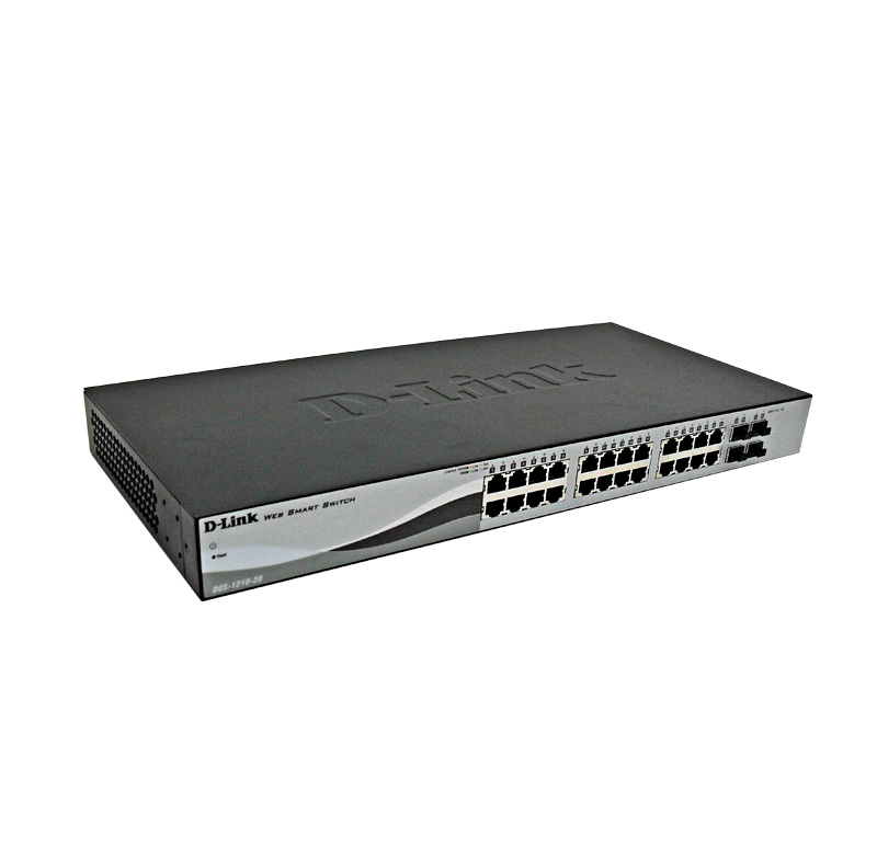 Switch Web Smart D-LINK DGS-1210-28, 24 RJ-45 LAN GbE, y 4 puertos SFP, autovoltaje.