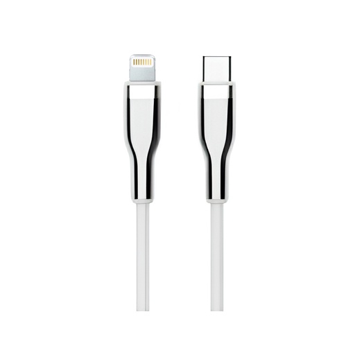 [ 426316] Cable USB TEROS TE-70212W, Tipo C a Lightning, 3A, 20W Máx, blanco y plateado